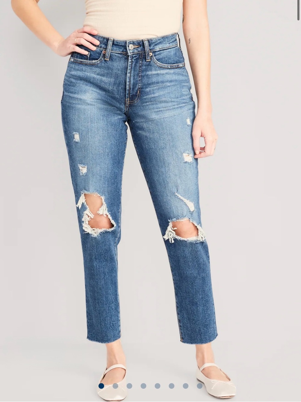 Old Navy Distressed High-Rise Jeans - Medium Blue